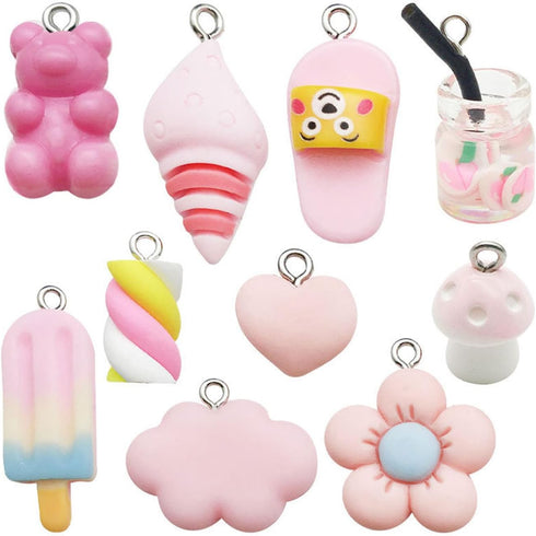 10Pieces Various Pink Resin Pendant Conch Ice Cream Cloud Mushroom Pendant DIY for Earrings Necklace Bracelet Jewelry Making and Crafting Supplies...