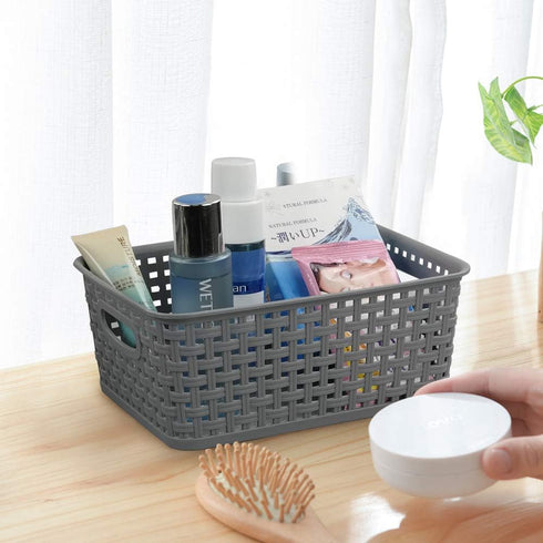 Teyyvn Plastic Storage Basket, 10.03" x 7.59" x 4.09", Pack of 6, Gray...
