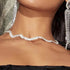 Rhinestone Choker Necklace Silver Crystal Necklaces Fashion Water Ripple Clavicle Chain Party Sparkly Adjustable Chain Jewerly for Women and Girls...