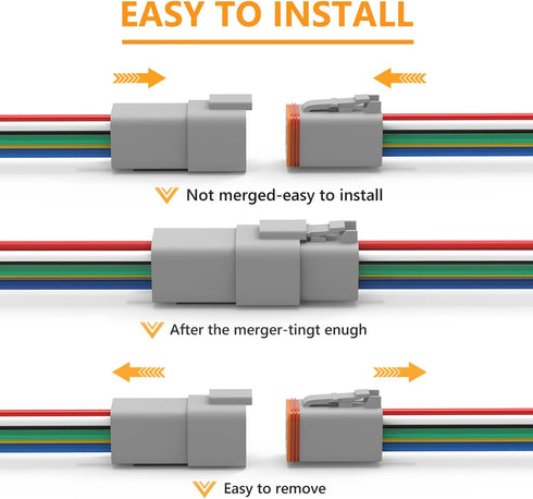 Newdeli Deutsch 6 Pin Connector Kit Waterproof Electrical Connector 16 AWG Male and Female Automotive Wire Connectors for Car Truck Boat, Dt Conne...