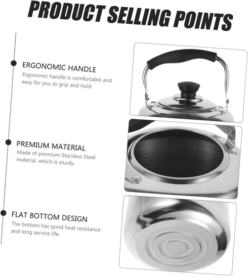 Cabilock Stainless Steel Kettle Stove Teapot Hot Water Kettle Kitchen Water Boiler Handheld Water Pot Tea Maker Pot Stovetop Tea Kettle Whistling ...