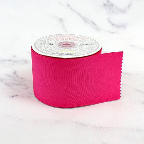 Creative Ideas GRO3000-175 , 3" Inch Solid Grosgrain Ribbon, 25 Yards, Hot Pink, 25 yd...