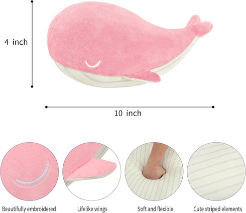 MUPI Whale Stuffed Animals 10” Plush Pillow - Shark Humpback and Jellyfish Stuffed Animals - Ocean Decor and Toys?Pink?...