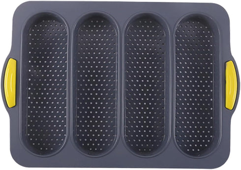 4-cavity Silicone Bread Loaf Pan, Nonstick Sourdough Loaf Pan & Heat Resistant Baguette Bread Pan, Bread Pans for Homemade Bread, Silicone Molds f...