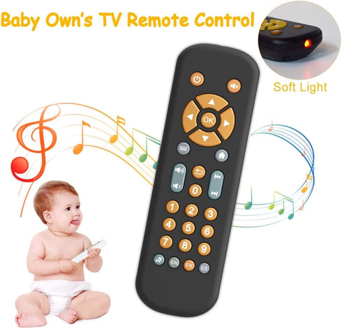 Baby TV Remote Control Toy with Light and Sound, Early Educational Music Toy with English/French/Spanish, Gift Toy for 6 Months+...
