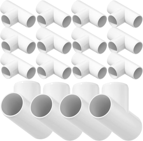 24 Pack 3 Way 1/2" Tee PVC Fittings, Heavy Duty PVC Pipe Fitting PVC Furniture Grade Fitting Connector for Water Supplies Build PVC Furniture DIY ...