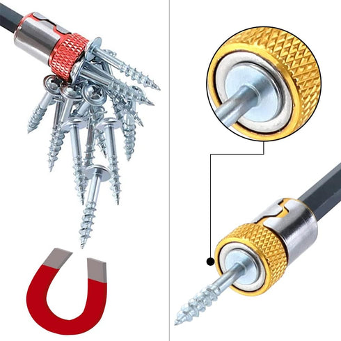 6 Pieces Bit Magnetizer Ring Magnetic Screw Holder Rings 1/4 Inch Hex Shank Carbon Steel Electric Drill and Hand Tools Screwdriver Driver Bits Mag...