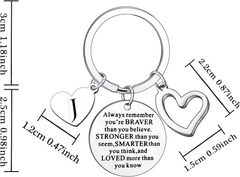 Inspirational Keychain Always Remember You Are Braver Than You Believe Jewellery Letter Keyring Gifts for Men Women...