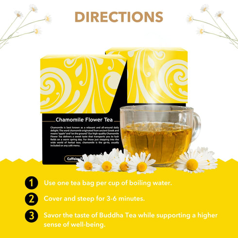 Buddha Teas - Organic Chamomile Flower Tea - Herbal Tea - For Health & Wellbeing - With Antioxidants & Minerals - Clean Ingredients - Caffeine Fre...
