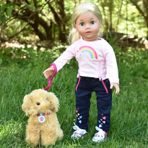 Sophia's Plush Puppy Dog and Accessories Set with Leash, Food Bowl, Brush, Toy Ball, Toy Bone, Bed, and Blanket for 18" Dolls, Multicolor...