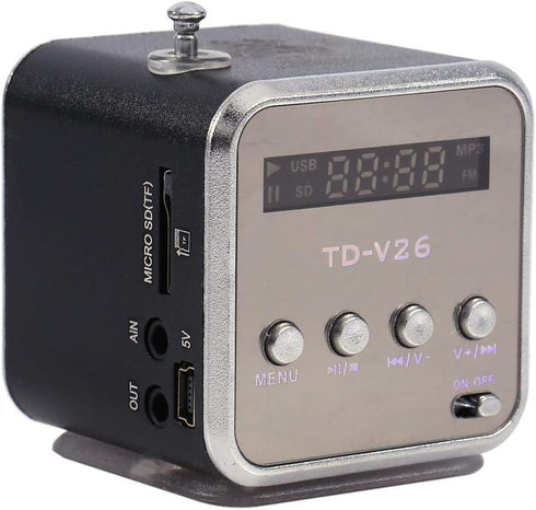 Music Player, Mini Speaker Music Player Portable FM Radio Stereo PC Fashion Support Card and U Disk(Black)...