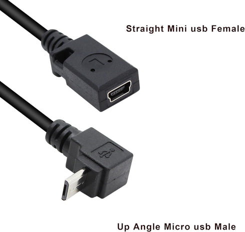 Micro USB to Mini USB Adapter Cable 27CM Up & Down Angle Micro USB Male to Mini USB Female Charging and Data Sync Cord(2Pack)...