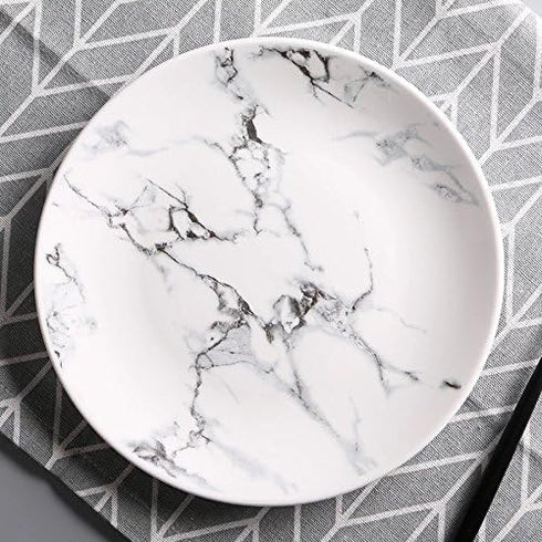 Marble Design Porcelain Dinner Accent Plates Set of 4 (8 inches)...