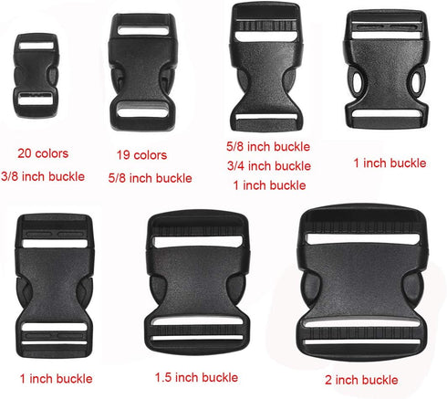 PENTA ANGEL 40PCS 3/8 Inch Plastic Curved Buckle DIY Craft Webbing Contoured Side Quick Release Buckle for Bracelets Backpack Tactical Bag and Gea...