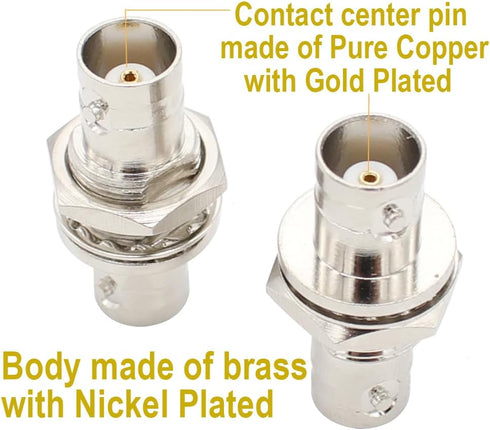 BNC Female to Female Adapter Bulkhead Connector Coax Extension BNC Coupler for CCTV Security Camera System … (4-Pack)...