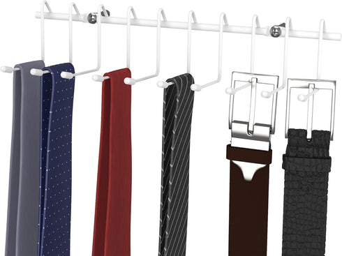 ClosetMaid Hanging Rack for Ties, Belts, Scarves, Jewelry, 10 Hooks, Attaches to Wire Shelving or Wall Mount, Durable Steel, White...