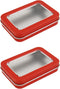 Vagocom 2pcs Empty Storage Boxes with Transparent Window,3.42x2.36x0.71inch / 8.7x6x1.8cm Small Metal Container Box with Lids for Storage Seed,Mat...