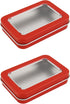 Vagocom 2pcs Empty Storage Boxes with Transparent Window,3.42x2.36x0.71inch / 8.7x6x1.8cm Small Metal Container Box with Lids for Storage Seed,Mat...