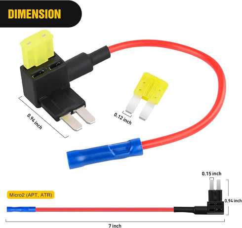 Nilight 10 Pack Micro 2 Fuse TAP 12V Car Add a Circuit ATR Blade Adapter with 20A II Fuses Holder Add On Dual Circuits Adapters for Cars Trucks Bo...