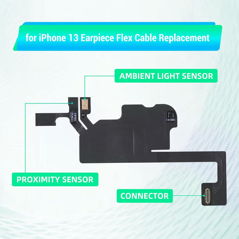 for iPhone 13 OEM Ear Speaker Flex Cable Replacement Earpiece Connector Fix Proximity Sensor Part with Assemble Mic Repair Tools Kit with Screwdri...