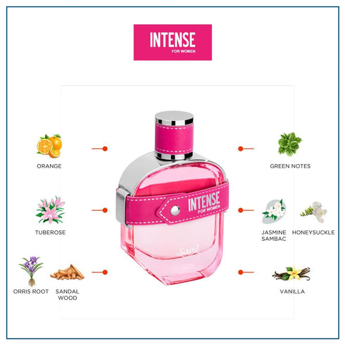Sapil Perfumes “Intense for Women” – Long lasting, enticing scent for everyday from Dubai – Fruity Floral scent – EDP – 3.4 Oz (100 ml)...