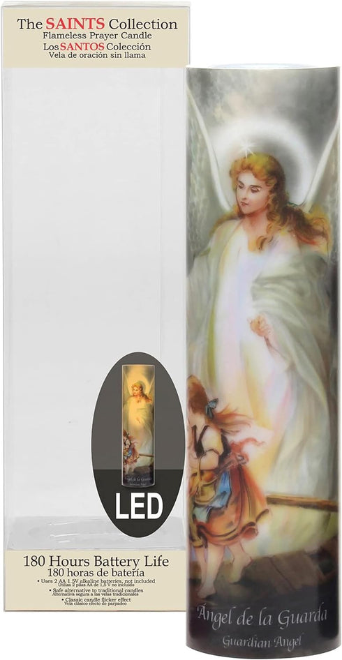 Stonebriar The Saints Collection Guardian Angel Flickering LED Prayer Candle with Automatic Timer, Religious Gift Ideas for Mom, Dad, Sister, Brot...