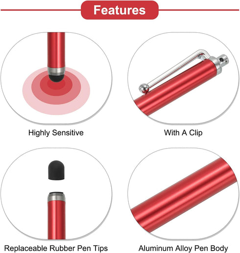 MECCANIXITY 5pcs Stylus Pens for Touch Screens Universal Capacitive High Sensitivity for Phone Tablet All Capacitive Touch Screen Device, Red......