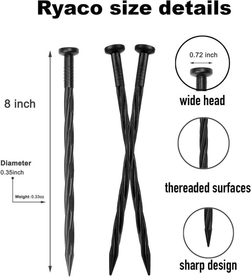 Ryaco Landscape Stakes Black Garden Anchoring Spikes for No Dig Landscape Edging (30)...