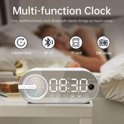 Digital Alarm Clock Bluetooth Speaker, Dual Alarm Clock for Bedroom Wireless Speaker BT 5.0 with Rechargeable 1200mAh Battery, Support FM, TF Card...