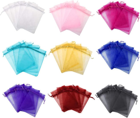 Boshen 100/200PCS Organza Gift Candy Sheer Bags Mesh Jewelry Pouches Drawstring Bulk for Wedding Party Favors Christmas (3" X 4"(100PCS), Teal Blu...