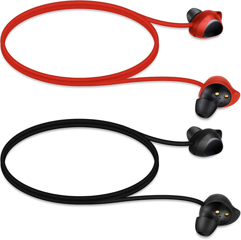 kwmobile Straps Compatible with Samsung Galaxy Buds/Buds Plus - 2X Silicone Holder for Wireless Earphones - Black/Red...