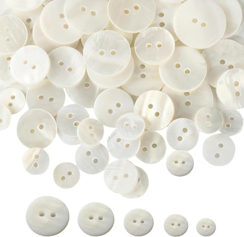 50PCS Pearl Buttons, Pearl Shell Bulk Sewing Buttons, 10mm/12.5mm/15mm/18mm/20mm Buttons, for Sewing DIY Crafts, Handmade Repair Cloth, Suits, Shi...