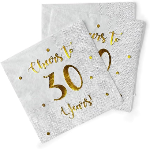 Cheers to 30 Years Cocktail Napkins | Happy 30th Birthday Decorations for Men and Women and Wedding Anniversary Party Decorations | 50-Pack 3-Ply ...