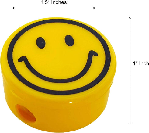 Pencil Sharpeners for Kids with Removable Neon Colored Lids (48 Pack - Smile FACE)...