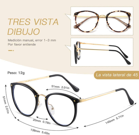(3 Pack Blue Light Blocking Glasses Women and Man Computer Eyeglasses Metal Frame Glasses (Black, leopard, pink)...