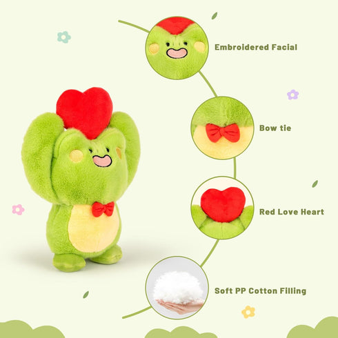 Frog Plush Frog Stuffed Animal Cute Green Stuffed Frog Plush Toy with Love Heart Gifts for Kids Boys Birthday Christmas Valentine's Day Gifts 8 In...