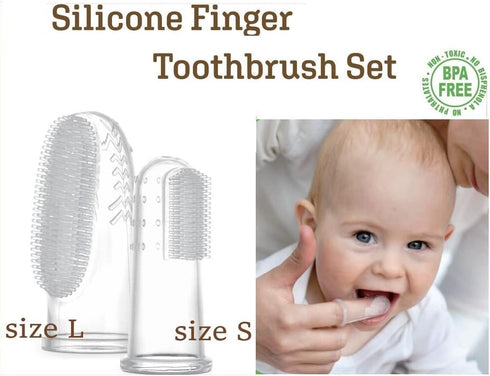 haakaa Silicone Baby Finger Toothbrush Set -360º Bristle for Baby Oral Gum Cleaning| Baby Teething Training| Newborn Oral Massager, BPA Free,2PK -...