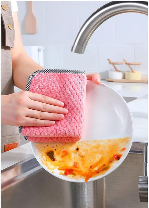 12pcs Reusable Rag Towel 3pcs/Color Non-Stick Oil Cleaning Home Use Kitchen Cleaning Supplies Super Absorbent...