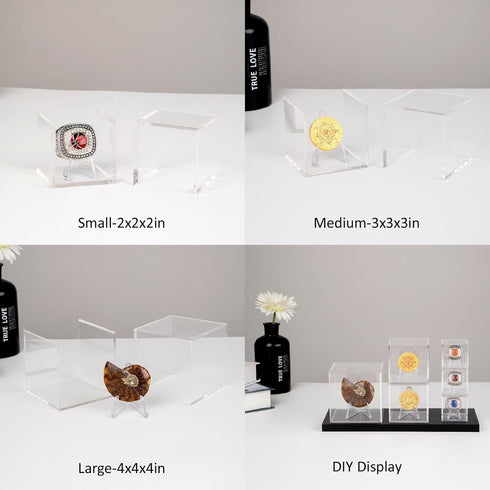 Clear Acrylic Souvenir Collectables Display Case Holder Box, Acrylic Easel Display Stand Box and Stand Holder for Watches Capsules Challenge Medal...