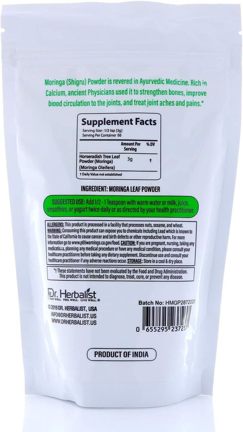 DR. Herbalist-Moringa Leaf Powder (7.05oz/200g),Moringa Oleifera - Sun Dried Moringa Powder Organic - Raw Herbal Superfood - Natural Energy Boost ...