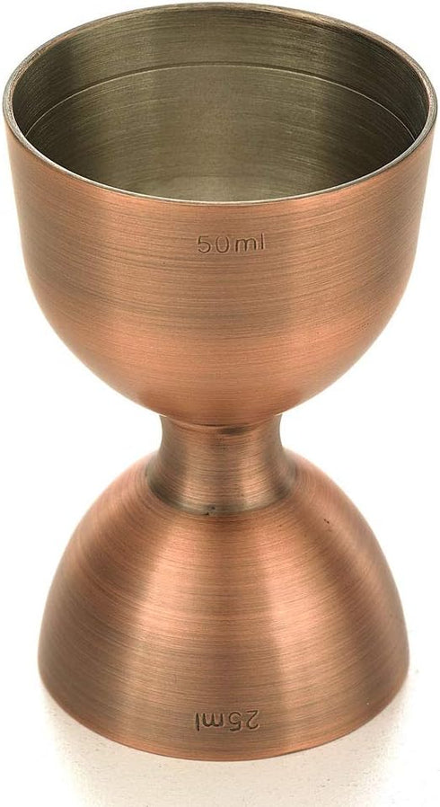 Barfly M37098ACP Heavy-Duty Straight Rim Bell Jigger, 25 ml x 50 ml, Antique Copper...
