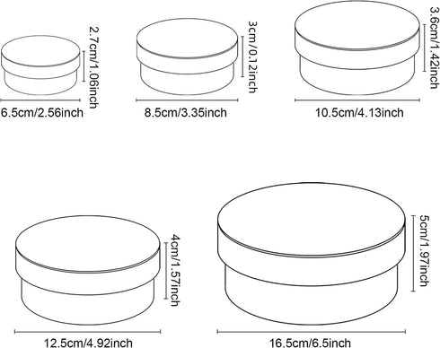 BENECREAT 5 Sizes Papier Mache Flat Round Boxes Nesting Stacking Craft Paper Gift Box for Candy Chocolate Biscuits, Halloween Christmas, Wedding F...