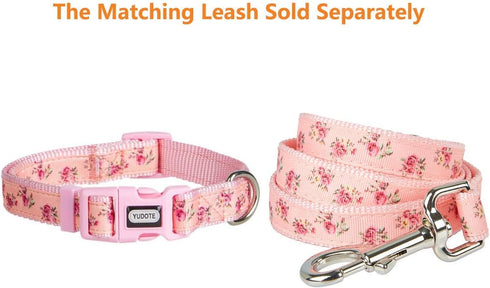 Floral Dog Collars Adjustable Nylon Collar with Quick Release Buckle for Female Dogs, Pink,Small...