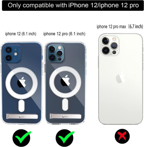 iPhone 12/12 Pro Clear Case 6.1 - MagSafe Compatible, Magnetic Metal Kickstand, Slim Shockproof Protective...