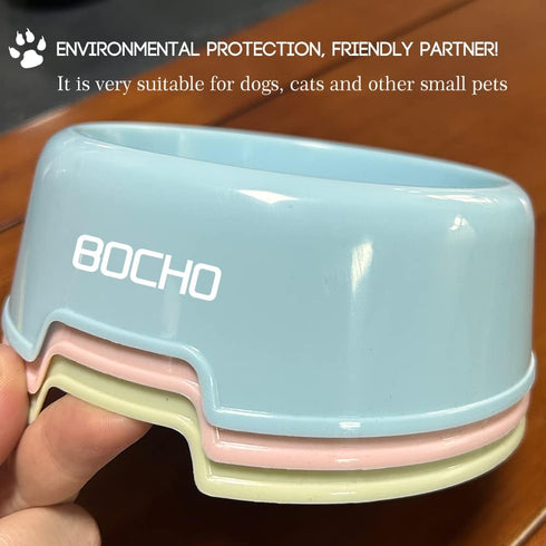 BOCHO Plastic Dog Bowls,Food Dishes & Water Bowl for Dogs, Cats or Other Small Animals-Color Set (Candy colors, Small)...