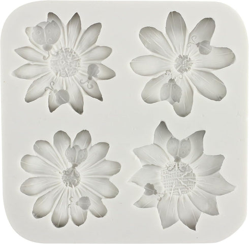 Daisy Chrysanthemum Flower Silicone Mold Flower Fondant Cake Chocolate Mold For Sugar Cake Decorating Cupcake Topper Candy Gum Paste Polymer Clay...