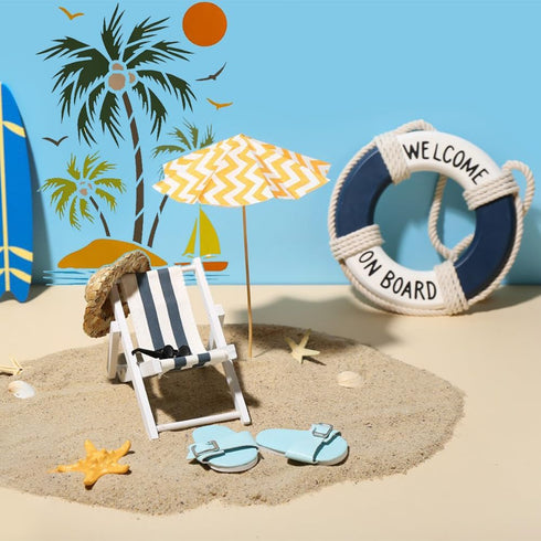 FINGERINSPIRE Palm Trees Stencil 11.7x8.3" Island Sailboat Painting Stencil Summer Sun Geese Pattern Drawing Stencil Reusable Tropical Ocean Beach...