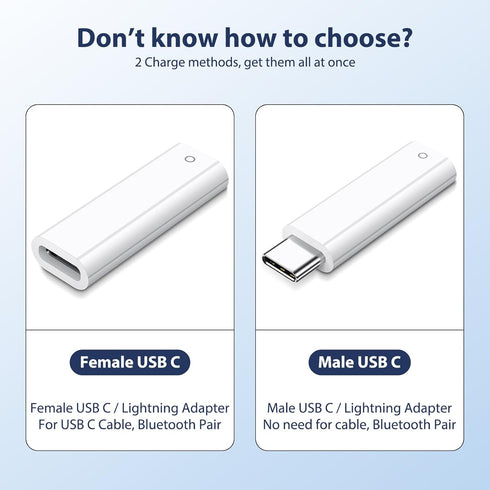 Jiunai 2 Pack USB-C to Pencil (1st Generation) Adapters for Apple Pencil 1st Gen, Female & Male USB C to Female Lightning Connector Charger compat...