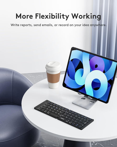 Samsers Foldable Bluetooth Keyboard - Portable Wireless Keyboard with Stand Holder, Rechargeable Full Size Ultra Slim Keyboard Compatible IOS Andr...