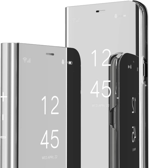 Case for Galaxy Note 20 Ultra - Slim Mirror Design - Clear View Flip Bookstyle - Ultra Slim Protecter Shell with Kickstand - Silver Mirror...